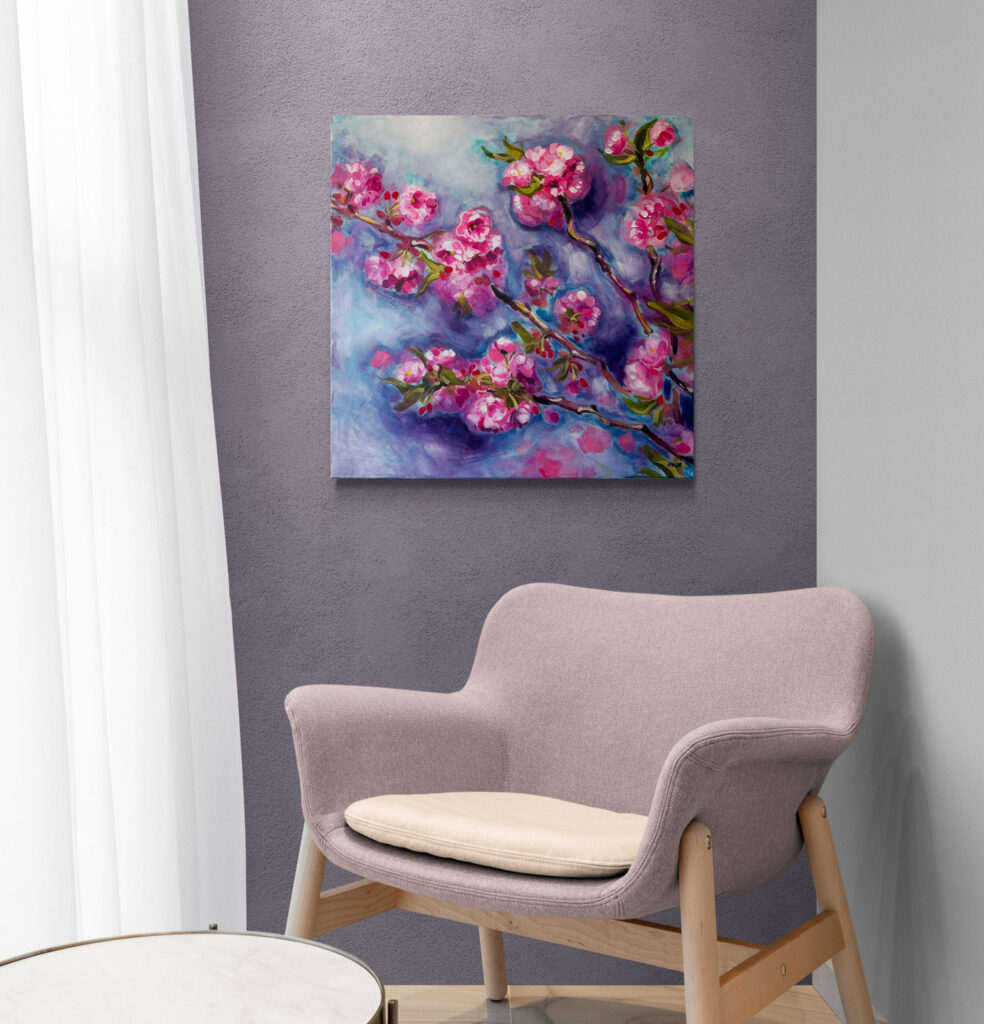 Kirschblüten mit sessel