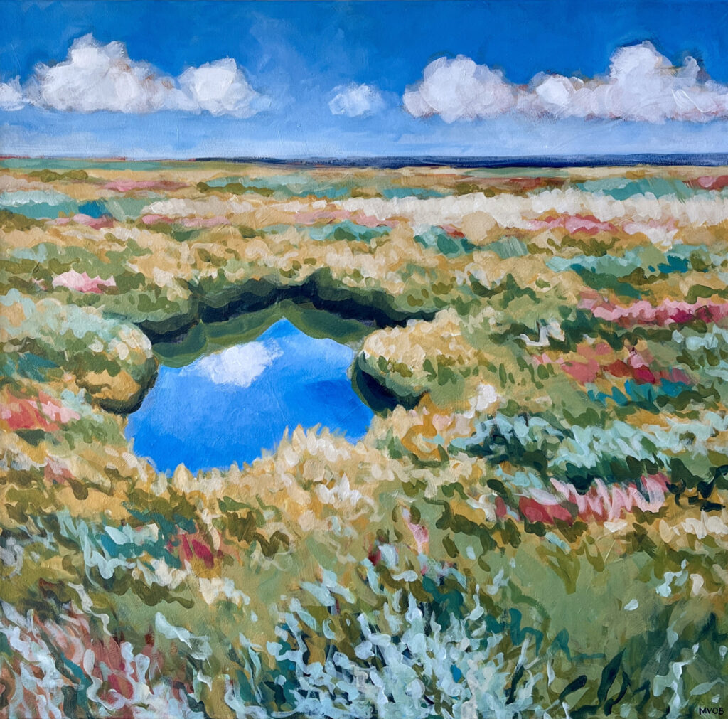 Das Bild Himmelsloch der Salzwiesen in Friedrichskoog raumfüllend